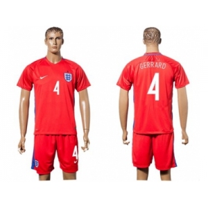 England #4 Gerrard Away Soccer Country Jersey1