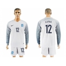 Greece #12 Kapino White Goalkeeper Long Sleeves Soccer Country Jersey