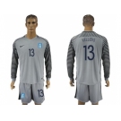 Greece #13 Vellidis Grey Goalkeeper Long Sleeves Soccer Country Jersey