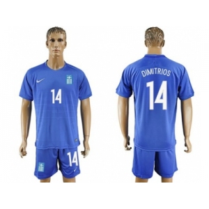 Greece #14 Dimitrios Away Soccer Country Jersey