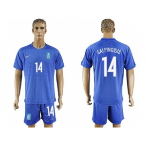 Greece #14 Salpingidis Away Soccer Country Jersey