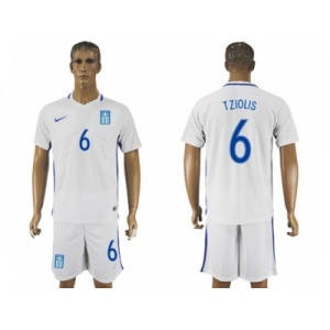 Greece #6 Tziolis Home Soccer Country Jersey