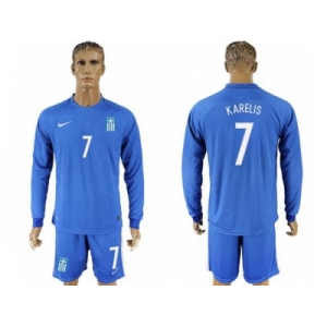 Greece #7 Karelis Away Long Sleeves Soccer Country Jersey