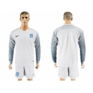 Greece Blank White Goalkeeper Long Sleeves Soccer Country Jersey