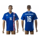 Iceland #16 Sigurjonsson Home Soccer Country Jersey1