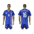 Iceland #16 Sigurjonsson Home Soccer Country Jersey