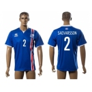 Iceland #2 Saevarsson Home Soccer Country Jersey1