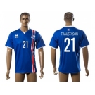 Iceland #21 Traustason Home Soccer Country Jersey1