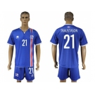 Iceland #21 Traustason Home Soccer Country Jersey