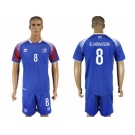 Iceland #8 Bjarnason Home Soccer Country Jersey