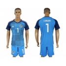 Mexico #1 Corona Blue Goalkeeper Soccer Country Jersey