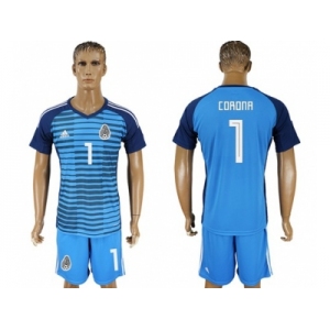 Mexico #1 Corona Blue Goalkeeper Soccer Country Jersey