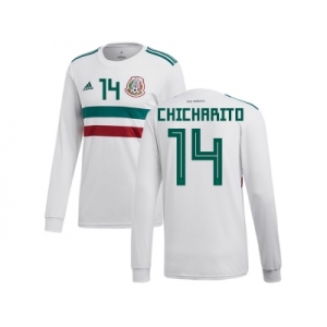 Mexico #14 Chicharito Away Long Sleeves Soccer Country Jersey