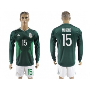 Mexico #15 Moreno Home Long Sleeves Soccer Country Jersey