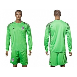 Mexico Blank Green Long Sleeves Goalkeeper Soccer Country Jersey