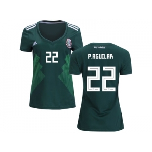 Women Mexico #22 P.Aguilar Home Soccer Country Jersey