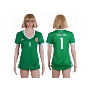 Women's Mexico #1 Campos Home Soccer Country Jersey