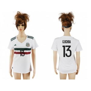 Women's Mexico #13 G.Ochoa Away Soccer Country Jersey