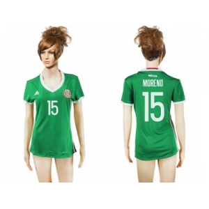 Women's Mexico #15 Moreno Home Soccer Country Jersey