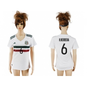 Women's Mexico #6 H.Herrera Away Soccer Country Jersey