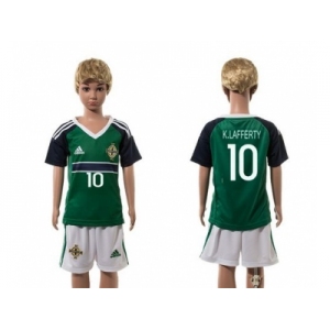 Northern Ireland #10 K.Lafferty Green Home Kid Soccer Country Jersey