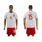 Poland #15 Glik Home Soccer Country Jersey