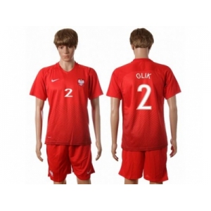 Poland #2 Glik Away Soccer Country Jersey