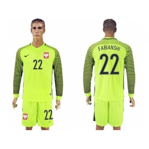 Poland #22 Fibianshi Green Long Sleeves Goalkeeper Soccer Country Jersey