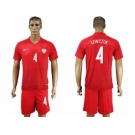 Poland #4 Lewczuk Away Soccer Country Jersey