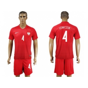 Poland #4 Lewczuk Away Soccer Country Jersey