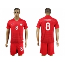 Poland #8 Linetty Away Soccer Country Jersey