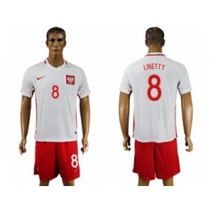 Poland #8 Linetty Home Soccer Country Jersey