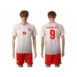 Poland #9 Lewandowski White Home Soccer Country Jersey