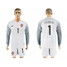 Portugal #1 Patricio White Goalkeeper Long Sleeves Soccer Country Jersey