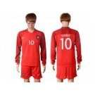 Portugal #10 Danny Home Long Sleeves Soccer Country Jersey
