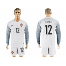 Portugal #12 Lopes White Goalkeeper Long Sleeves Soccer Country Jersey