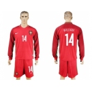 Portugal #14 William Home Long Sleeves Soccer Country Jersey