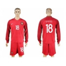 Portugal #18 Rafael Home Long Sleeves Soccer Country Jersey