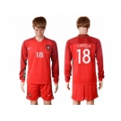Portugal #18 Varela Home Long Sleeves Soccer Country Jersey