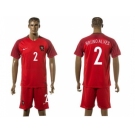 Portugal #2 Alves Home Soccer Country Jersey
