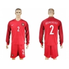 Portugal #2 Bruno Alves Home Long Sleeves Soccer Country Jersey