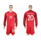 Portugal #20 Quaresma Home Long Sleeves Soccer Country Jersey1
