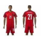Portugal #21 Soares Home Soccer Country Jersey