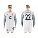 Portugal #22 Carvalho White Goalkeeper Long Sleeves Soccer Country Jersey