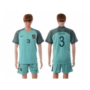 Portugal #3 Pepe Away Soccer Country Jersey