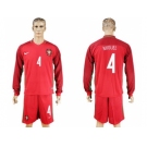 Portugal #4 Miguel Home Long Sleeves Soccer Country Jersey1
