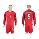 Portugal #5 Guerreiro Home Long Sleeves Soccer Country Jersey