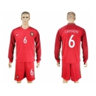 Portugal #6 Carvalho Home Long Sleeves Soccer Country Jersey1