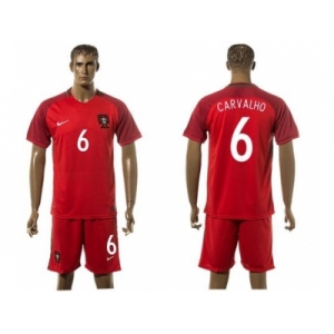Portugal #6 Carvalho Home Soccer Country Jersey