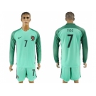 Portugal #7 Figo Away Long Sleeves Soccer Country Jersey